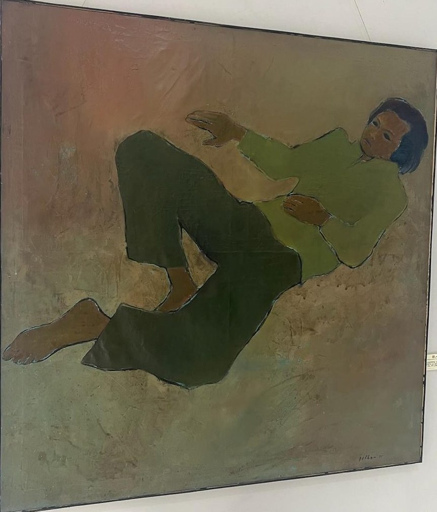 Schilderij van Jeihan, liggende figuur